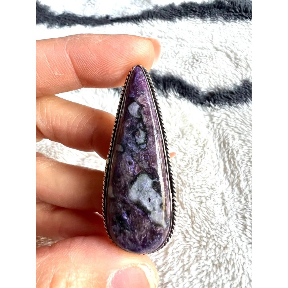925 Huge Transformation Charoite Ring 7 - Picture 2 of 7